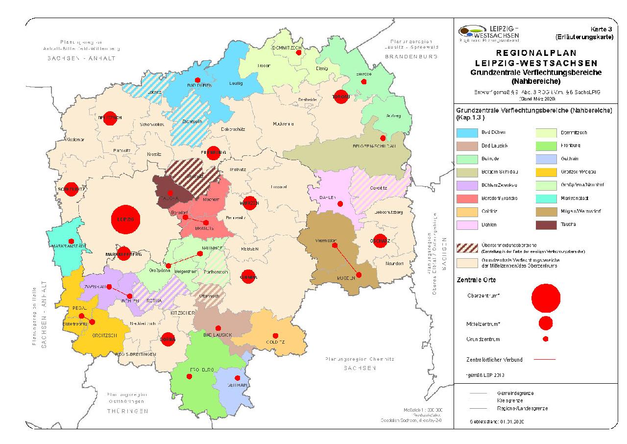 Karte 3 - Grundzentrale Verflechtungsbereiche, Nahbereiche - Download