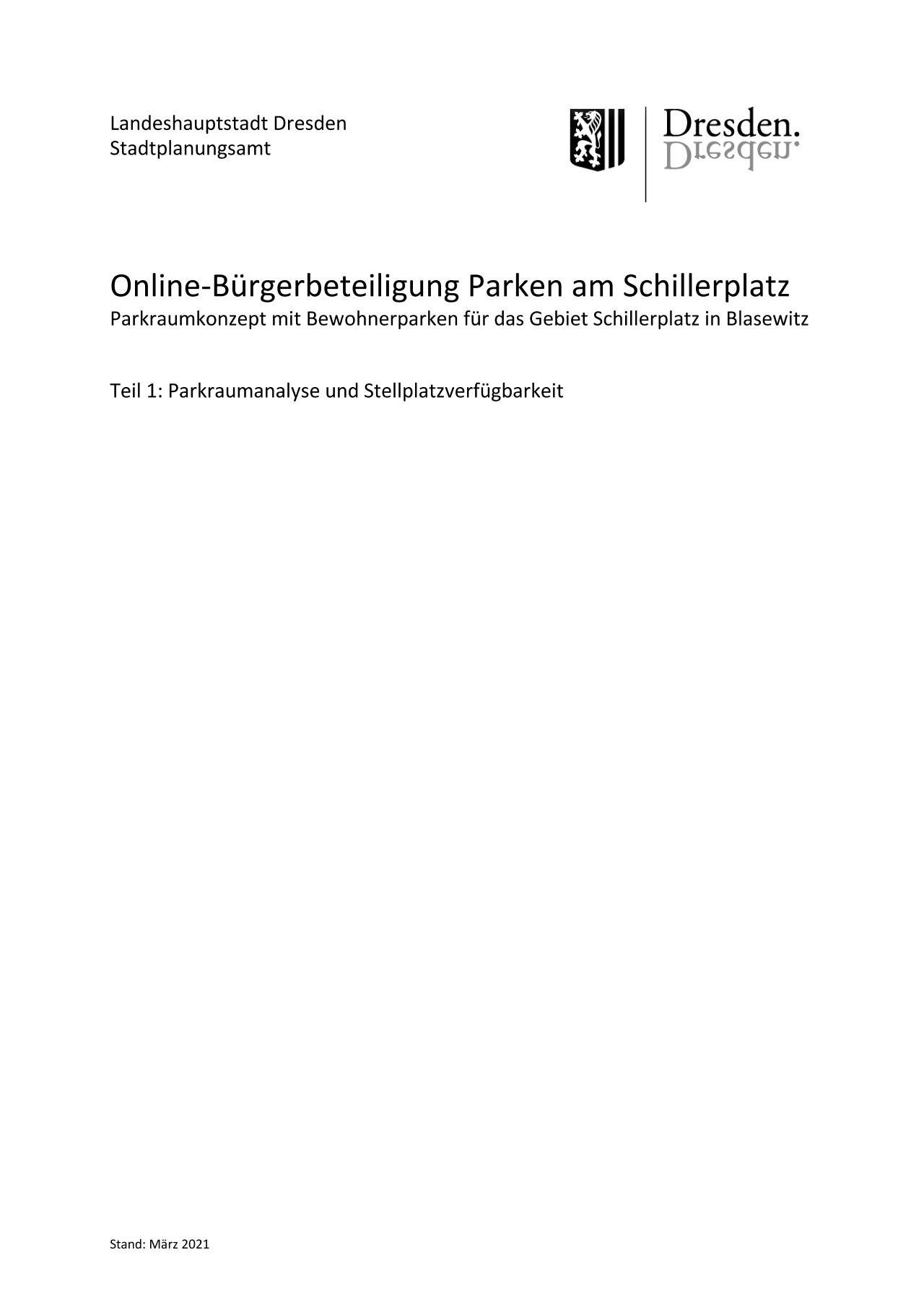 Vorschau Dokument: Parkraumanalyse und Stellplatzangebot - download Dokument