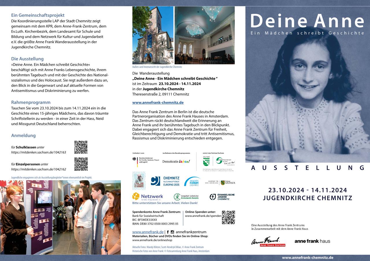 Deine Anne. Ein Mädchen schreibt Geschichte. - Flyer zur Ausstellung - Download