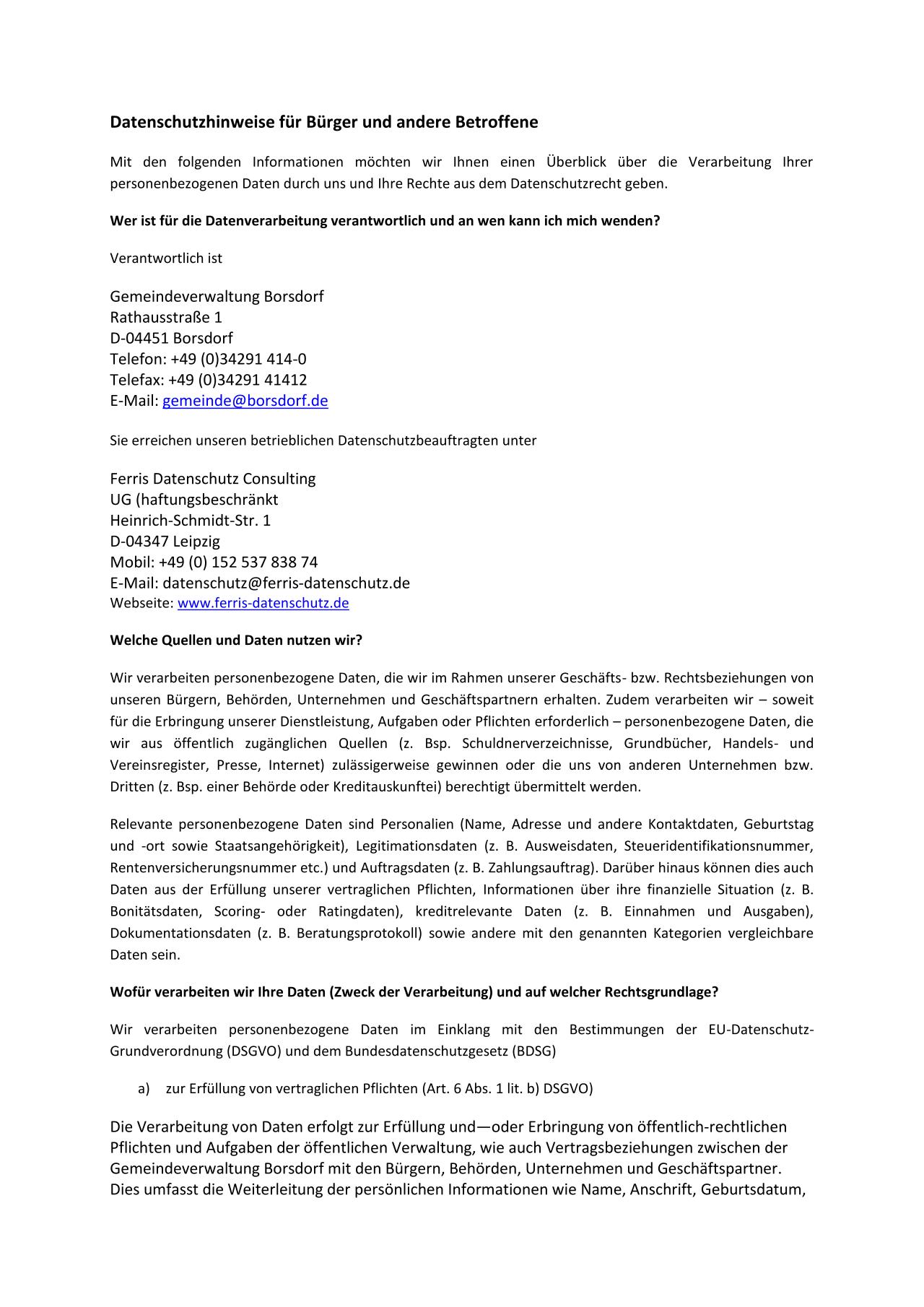Vorschau Dokument: Datenschutzhinweise - download Dokument