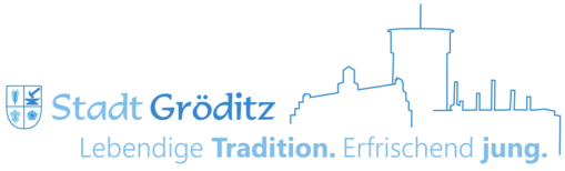 Logo: Stadt Gröditz - Lebendige Tradition. Erfrischend jung.